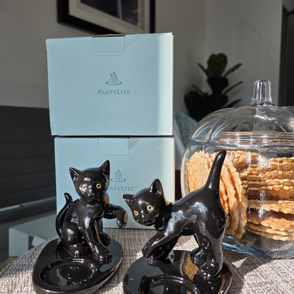 PartyLite Black Cat Candle Holders - Picture 2 of 4